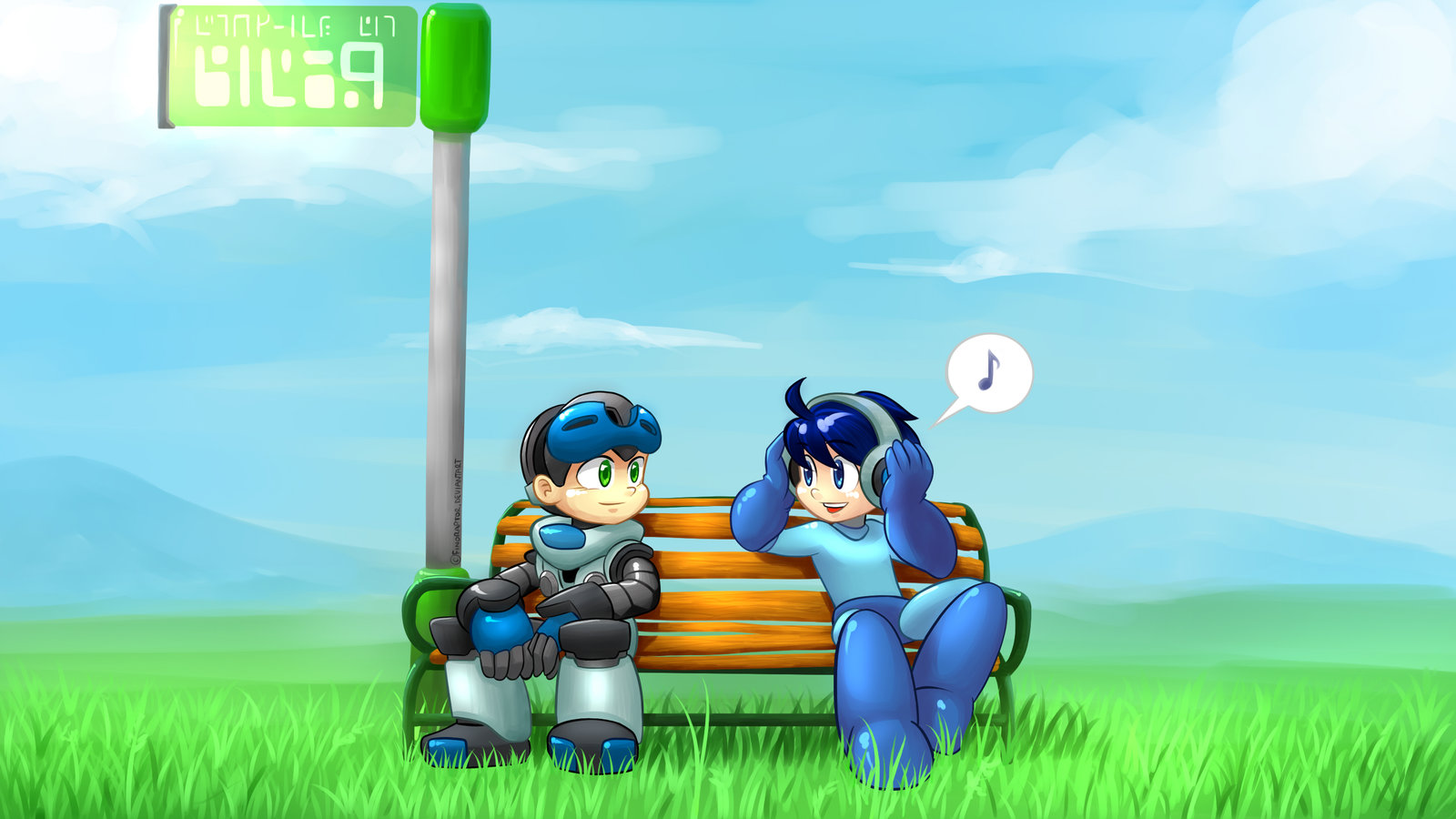 Mighty No.9 y megaman finoraptor