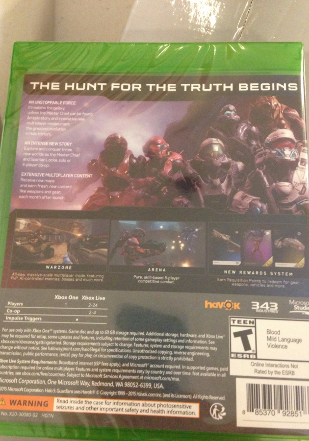 Halo 5 Guardians caja boxart 2