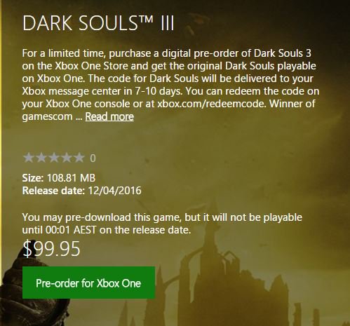 Dark Souls promo xbox one