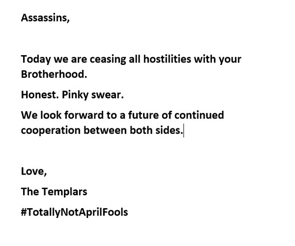 Pinky swear templars to assassins
