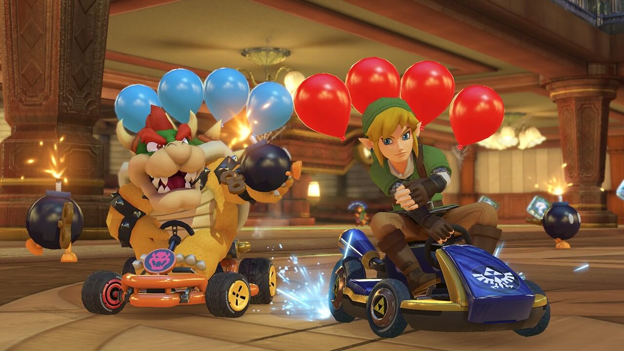 Mario Kart 8 Deluxe - Bowser y Link en modo batalla