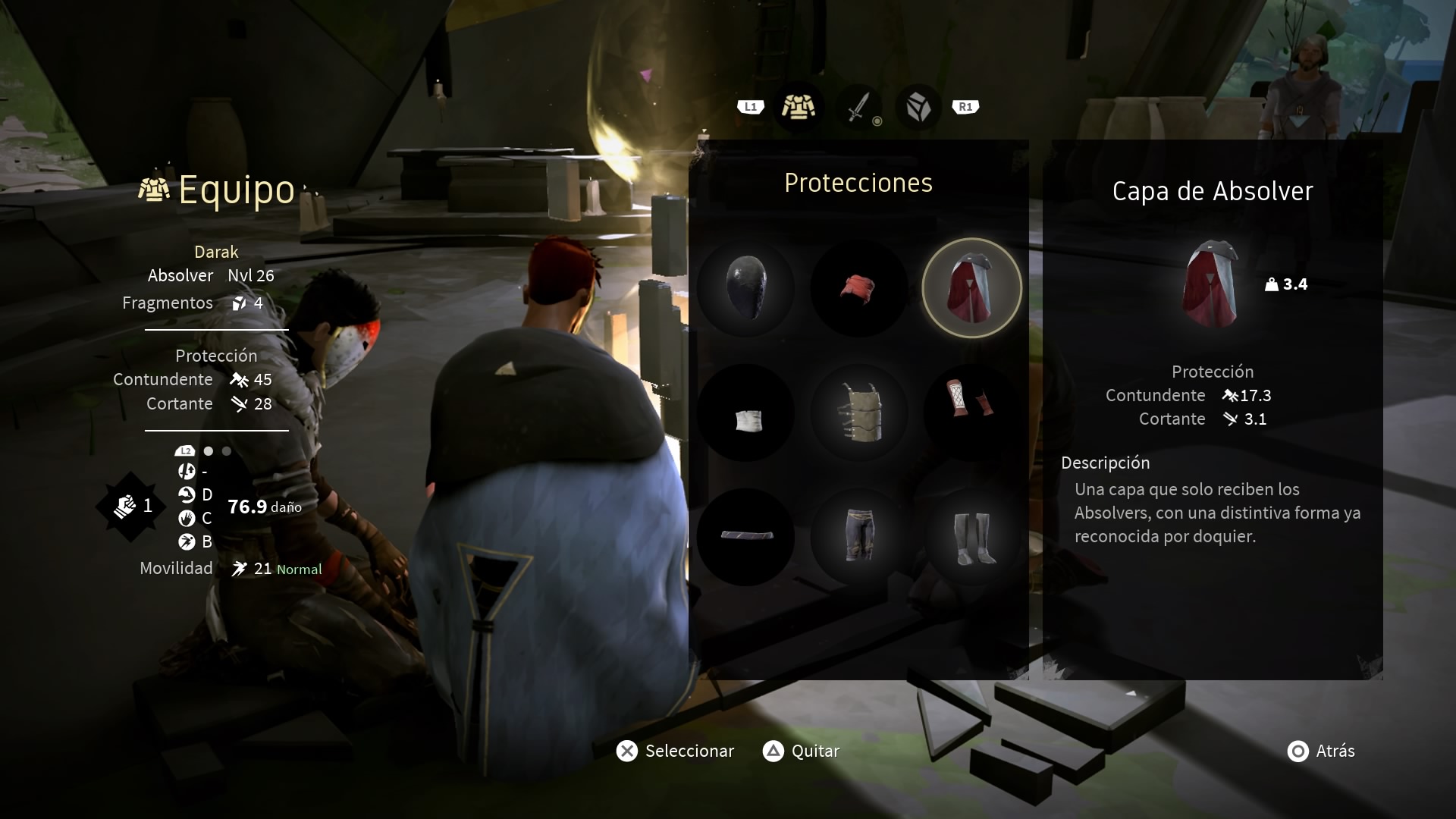 Absolver - inventario del personaje